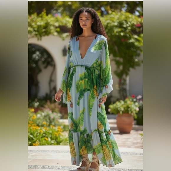 Farm Rio banana dress butterfly sleeves size medium - Picture 4 of 6